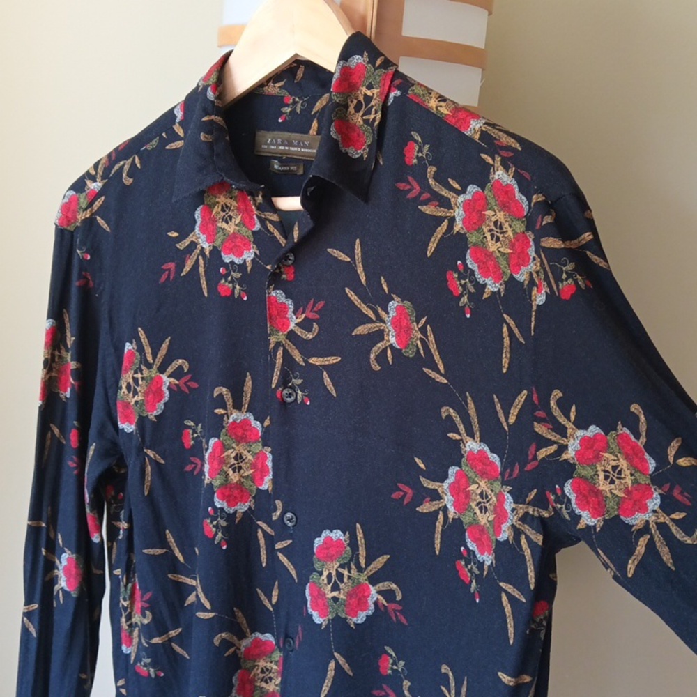 👔Men's Ptp19" Zara Blue and Red Casual Button Down Shirt/ Women's shacket